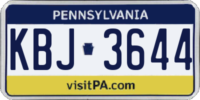 PA license plate KBJ3644