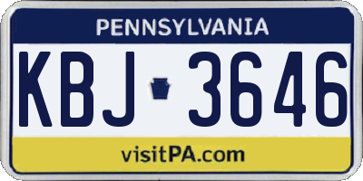 PA license plate KBJ3646