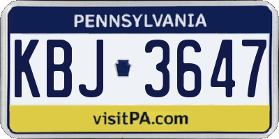 PA license plate KBJ3647
