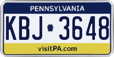PA license plate KBJ3648