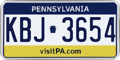 PA license plate KBJ3654