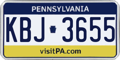 PA license plate KBJ3655