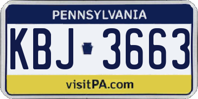 PA license plate KBJ3663