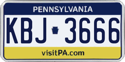 PA license plate KBJ3666