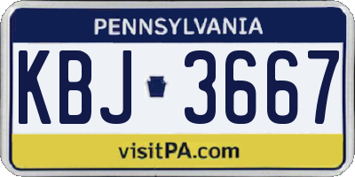 PA license plate KBJ3667