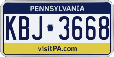 PA license plate KBJ3668