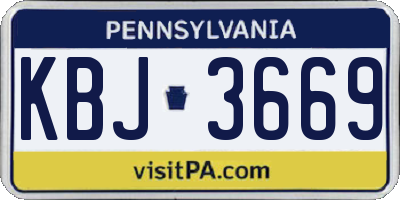 PA license plate KBJ3669