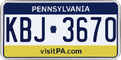 PA license plate KBJ3670