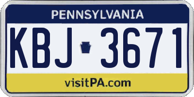 PA license plate KBJ3671