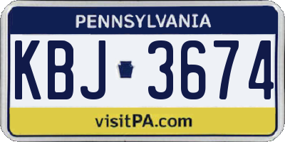 PA license plate KBJ3674