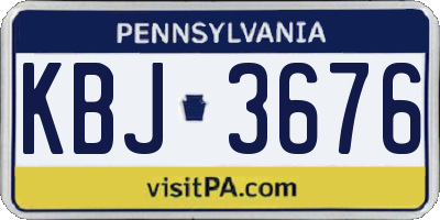 PA license plate KBJ3676