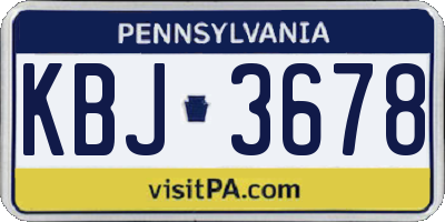 PA license plate KBJ3678