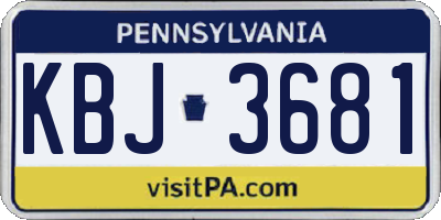 PA license plate KBJ3681