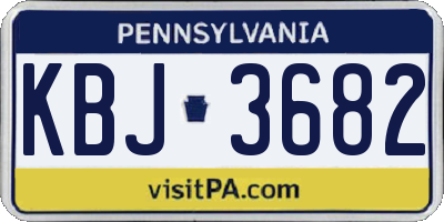 PA license plate KBJ3682