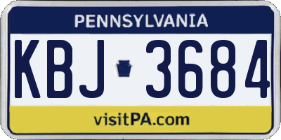 PA license plate KBJ3684