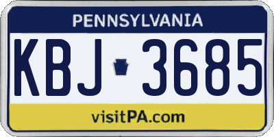 PA license plate KBJ3685