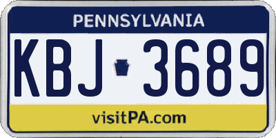 PA license plate KBJ3689