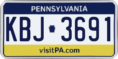 PA license plate KBJ3691