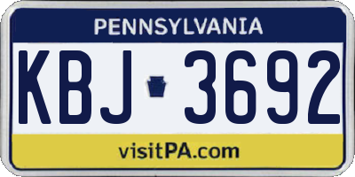 PA license plate KBJ3692