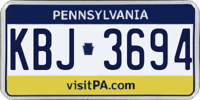 PA license plate KBJ3694