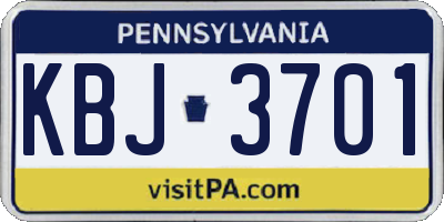 PA license plate KBJ3701