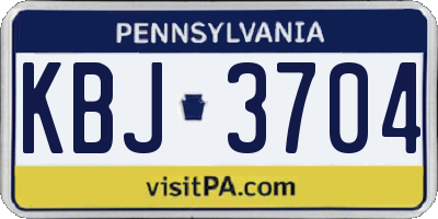 PA license plate KBJ3704