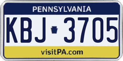 PA license plate KBJ3705