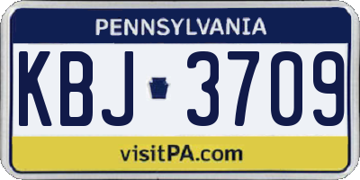 PA license plate KBJ3709