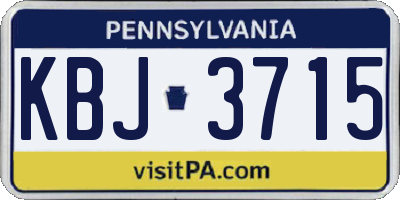 PA license plate KBJ3715