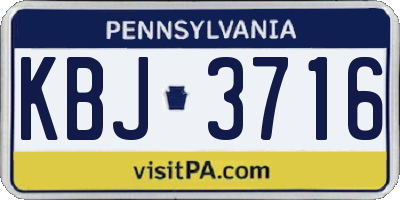 PA license plate KBJ3716