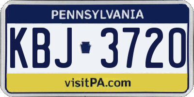 PA license plate KBJ3720