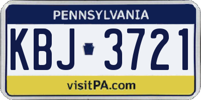 PA license plate KBJ3721