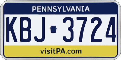 PA license plate KBJ3724