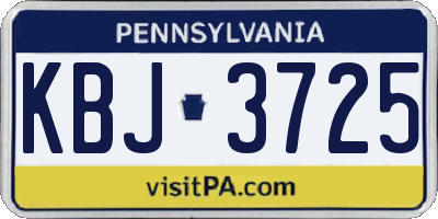 PA license plate KBJ3725