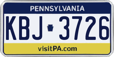 PA license plate KBJ3726