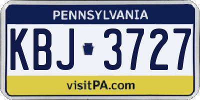 PA license plate KBJ3727