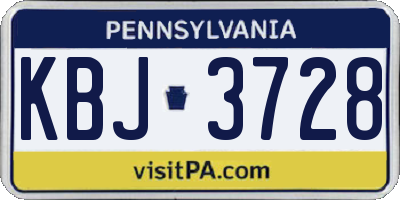 PA license plate KBJ3728
