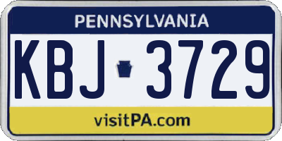 PA license plate KBJ3729
