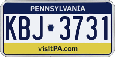 PA license plate KBJ3731