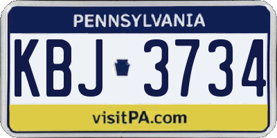 PA license plate KBJ3734