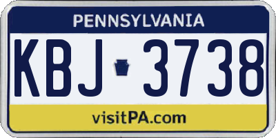 PA license plate KBJ3738