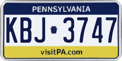 PA license plate KBJ3747