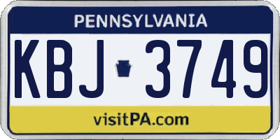 PA license plate KBJ3749
