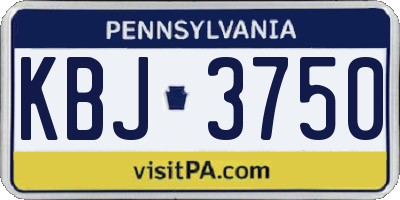 PA license plate KBJ3750