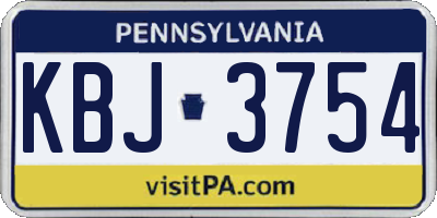 PA license plate KBJ3754