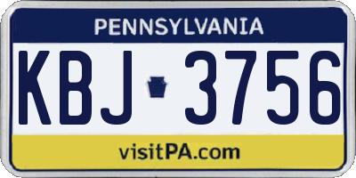 PA license plate KBJ3756