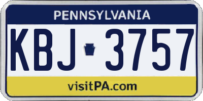 PA license plate KBJ3757