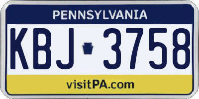 PA license plate KBJ3758