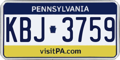 PA license plate KBJ3759