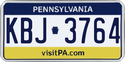 PA license plate KBJ3764